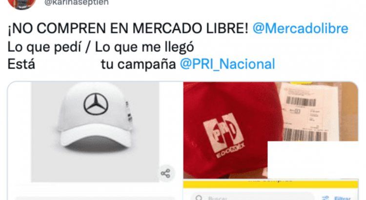 Pidió una gorra Mercedes en línea, pero le llego del PRI