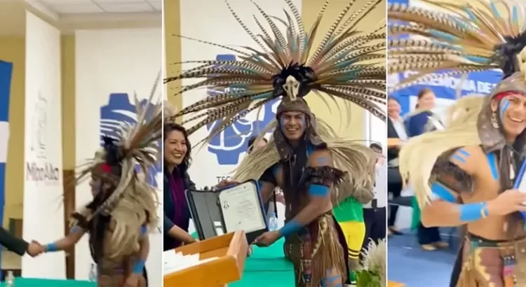 Acudió a su graduación con vestimenta prehispánica Acudió a su graduación con vestimenta prehispánica