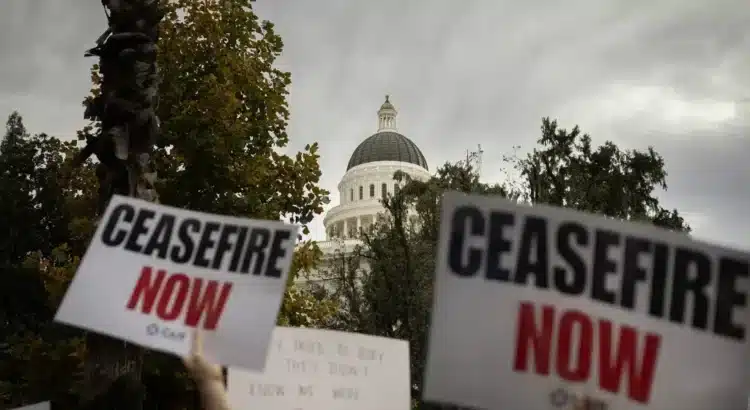 Continúan las protestas semanales en California exigiendo un alto al fuego en Gaza